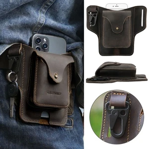 Herren Leder Handy Gürteltasche Hüfttasche Holster Tragbar Etui Retro Brieftasche Etui - Bild 1 von 10