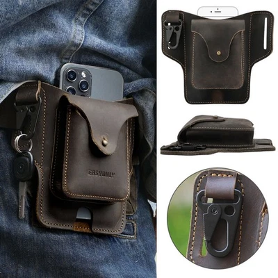 Men Leather Phone Belt Bag Waist Pack Holster Portable Pouch Retro Wallet Case - Image 1 of 4