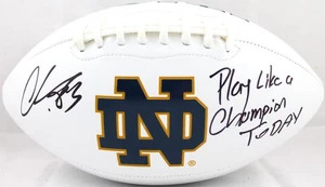 Chase Claypool Signed Notre Dame Logo Football w/Play Like a Champ-Beckett WHolo - Picture 1 of 6