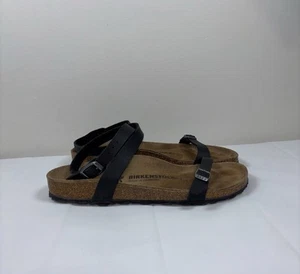 Birkenstock Womens Daloa Ankle Strap Black Leather Sandal Sz 39 Festival Hobo - Picture 1 of 15