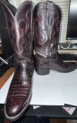 Botas Lucchese Para Hombre Hechas a Mano "Charles" Negro Cereza Ultra Vientre Caimán Talla 9D Foto 1 de 4