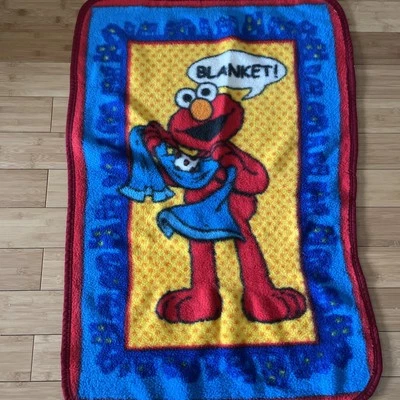 芝麻街 Elmo 饼干怪物蓝色毯子 30x43 — 第 1/4 张图片