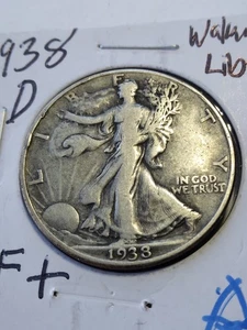 1938-D VF+ Walking Liberty Half Dollar - Picture 1 of 2