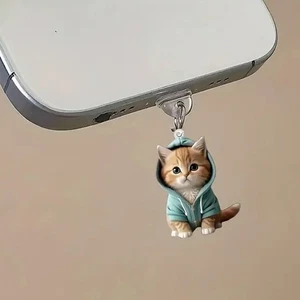 Dust Protection Accessory Soft Plugs Cute Cat Pendant Acrylic for Mobile Phone - Photo 1 sur 10