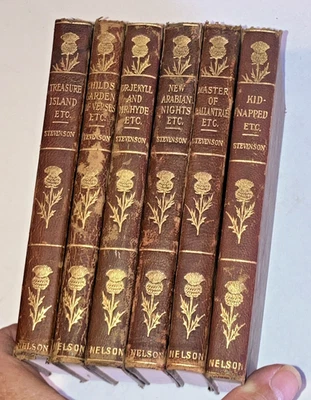Robert Louis Stevenson ANTIQUE LEATHER SET New Century Library THOMAS NELSON - Image 1 of 4