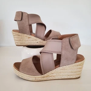 MODA SPANA 9M Taupe KAT Espadrille Wedge Sandals Open Toe Strappy Neutral 2.5"  - Picture 1 of 13