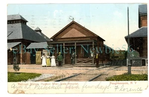 Poughkeepsie NY - HUDSON RIVER STATE HOSPITAL RAILROAD STATION - Postcard - Picture 1 of 2