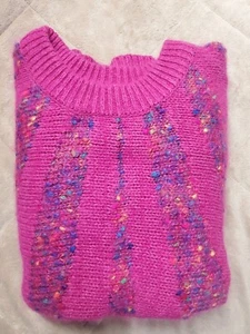 P.A. International Magenta Sweater 3/4 sleeve Sz S Mohair Silk & Angora - Picture 1 of 10