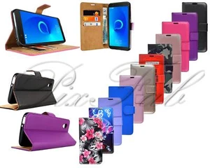 For Alcatel 1 5033X New Black Leather Wallet Phone Case Cover + Screen Protector - Picture 1 of 12