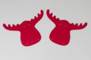 Koziol Rudolf Reindeer Coasters, Set of 2, Plastic, Red, New - Picture 1 of 2