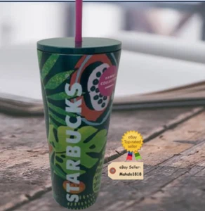 🌺 NEW Starbucks Hawaii Palm Leaf Tropical Stainless 24oz Tumbler BEST DEAL - Picture 1 of 5