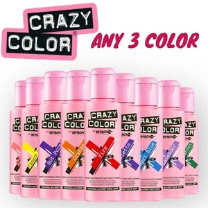 3 x CRAZY COLOR Semi-Permanent Conditioning Hair Dye Colour Cream Tint100ml*NEW* - Picture 1 of 53