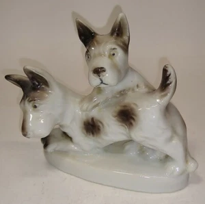 SCHNAUZER PUPPIES ADORABLE PORCELAIN FIGURINE MADE IN JAPAN - Picture 1 of 6