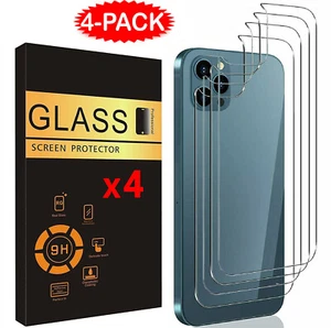 4 Pack Tempered Glass Back Screen Protector For iPhone 16 15 14 13 12 11 Pro Max - Picture 1 of 10