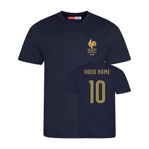 Sportees Unisex Kids Personalised Navy & Gold France Style Home Football Shirt - Picture 1 of 4