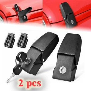 Black Aluminum Hood Locking Latch Catch Kit For Jeep Wrangler JK JKU 2007-2018 - Picture 1 of 9