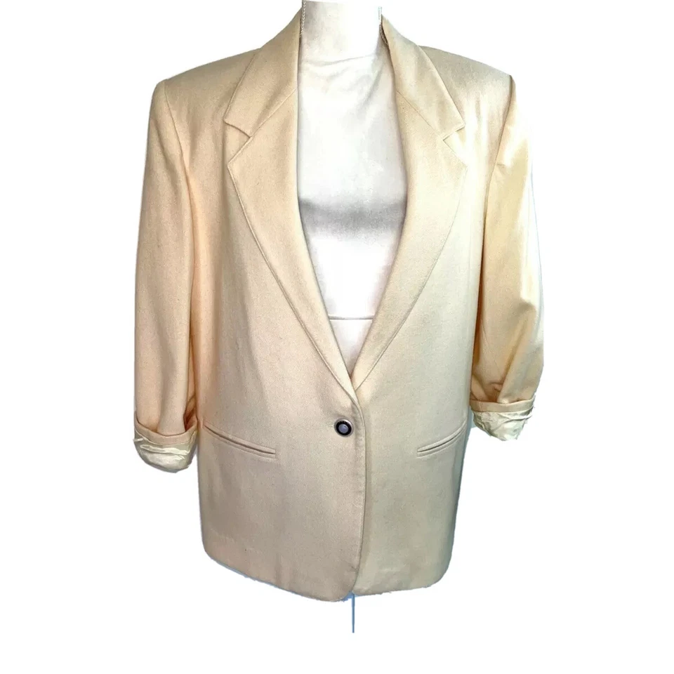 Savannah Blazer Womens Vintage Wool Oversized Slit Pockets Single Button Lined - Image 1 of 4