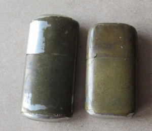 2 VINTAGE OLD FLAT FRENCH PETROL CIGARETTE LIGHTER / NON WORKING - Picture 1 of 3
