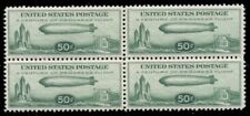 US #C18, 50¢ Zeppelin, Block of 4, og, 2VLH/2NH, XF, Scott $265.00