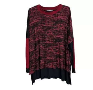 Alembika Women’s Size L Red Black Jersey Knit Tunic Top Casual Lagenlook - Picture 1 of 6