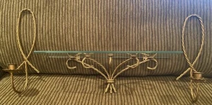 VTG Elegant Gold Twisted Rope Design Glass Shelf & Sconces Homco Home Interiors - Picture 1 of 18