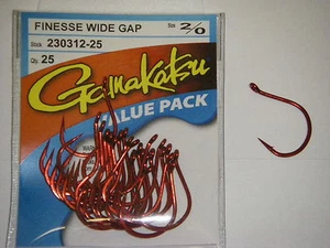 GAMAKATSU FINESSE WIDE GAP RED BASS HOOKS "VALUE PACK" 230312-25 SIZE 2/0 RED - Bild 1 von 1