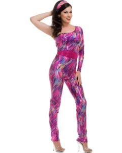 Adult's Womens Fuchsia Yazzercise 80s Dance Exercise Trend Costume - Picture 1 of 1