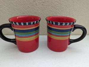 Gibson Elite Pueblo Springs Steinzeug 16 Oz. Tasse handbemalt EUC Set 2 - Bild 1 von 5