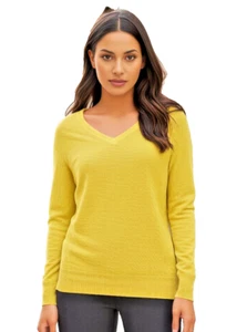 Basic Editions Sweater Women Size Med. Yellow Pullover Long Sleeve 100% Acrylic - Picture 1 of 6
