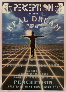 PERCEPTION - REAL DREAM - A4 RAVE FLYER - 5/6/1992 - LONGLEAT SAFARI PARK - Picture 1 of 2