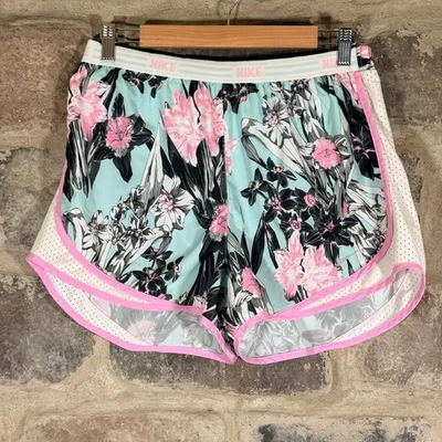 Nike Dri Fit Women Floral Running Shorts Black Pink Blue Athletic Gym Workout - image 1 of 4