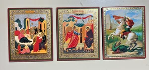 3pc Wood Wall Ornament St. George Annunciation Nativity Eastern Orthodox (#3) - Picture 1 of 6