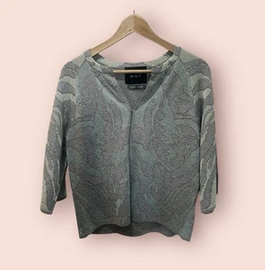 Oui Luxury - Size 10 UK - Cute Lovely Cardigan Top Fancy Green/Grey/Lilac - Picture 1 of 19