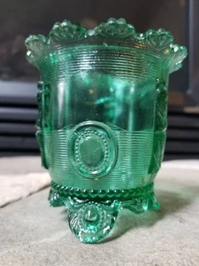 Vintage APG Green Glass Dewey Sugar Dish Early American Glass Indiana - Picture 1 of 8