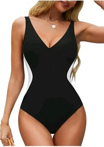Blooming Jelly Womens One Piece Swimsuit Lace Up Back Black White XL NWT - Picture 1 of 6