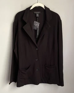 New Tahari My Perfect Shape Black Jersey Blazer Jacket Plus Size 2X - Picture 1 of 6