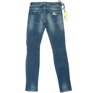 Met in Jeans Damen Curly Low Rise Destroyed Skinny Jeans Größe 25 Neu mit Etikett $ 178 - Bild 1 von 7
