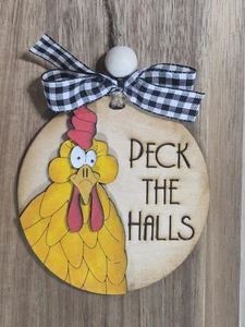 Handbemalter lasergeschnittener Weihnachtsschmuck aus Holz Crazy Chicken - Bild 1 von 1