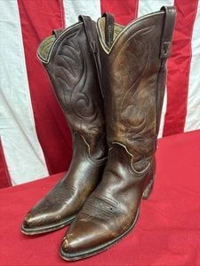 Vintage Acme Women’s Leather Cowboy Western Boots Size 7.5 A Dark Brown USA A287 - Picture 1 of 13