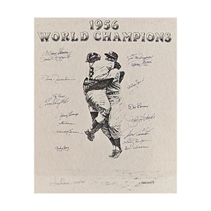 Berra Ford Rizzuto 1956 New York Yankees Multi Signed 16x20 Litho 18 Autos JSA - Picture 1 of 6