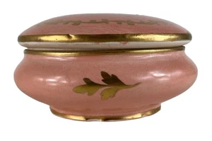 Limoges Hand Painted Pink & Gold Lidded Powder Dresser Trinket Jar Gilded - Picture 1 of 11