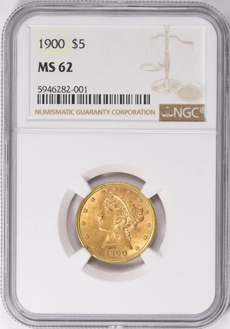 1900 LIBERTY HEAD HALF EAGLE $5 GOLD NGC MS62 Cover
