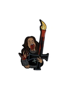 Enamel Pin Lapel Hat Brooch Goth Sword Candle Rock Hard - Picture 1 of 3