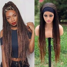 Ombre Brown Long Headband Box Braids Wig Braided Dreadlock Wig Synthetic