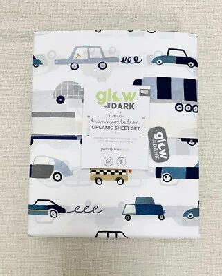 Pottery barn Kids Noah Transportation Glow in Dark Sheet Set Full Cars Trucks