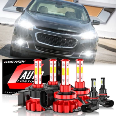 6000K For Malibu 2013 2014 2015 LED Headlights Hi/Lo Beam + Fog Light Bulbs Kit - Image 1 of 4