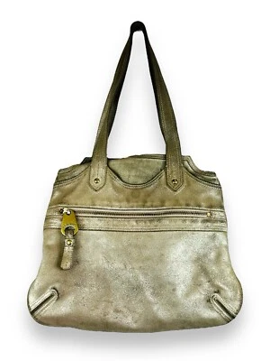 Bolso de Hombro Hobo Vintage Marc Jacobs Metálico Dorado Cuero Marrón Y2K Foto 1 de 4