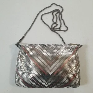 Vintage ESQUIRE COLLECTION Gold Silver Purse Iridescent Mesh Cross Body Clutch - Picture 1 of 15