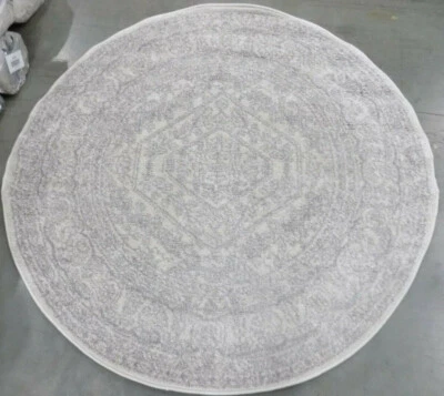 IVORY / SILVER 4' X 4' Stained Rug Reduced Price 1172595354 ADR108B-4R - Image 1 of 4