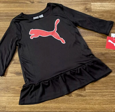 CAMISA TOP ATLÉTICA DRI-FIT MANGA L CON LOGOTIPO ROSA INTENSO NEGRA "PUMA" TALLA: 6-NUEVA CON ETIQUETAS Foto 1 de 4